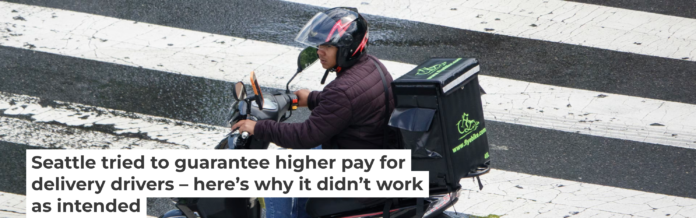 Boosting pay for food delivery drivers is proving hard to pull off. Kevin Carter/Getty Images